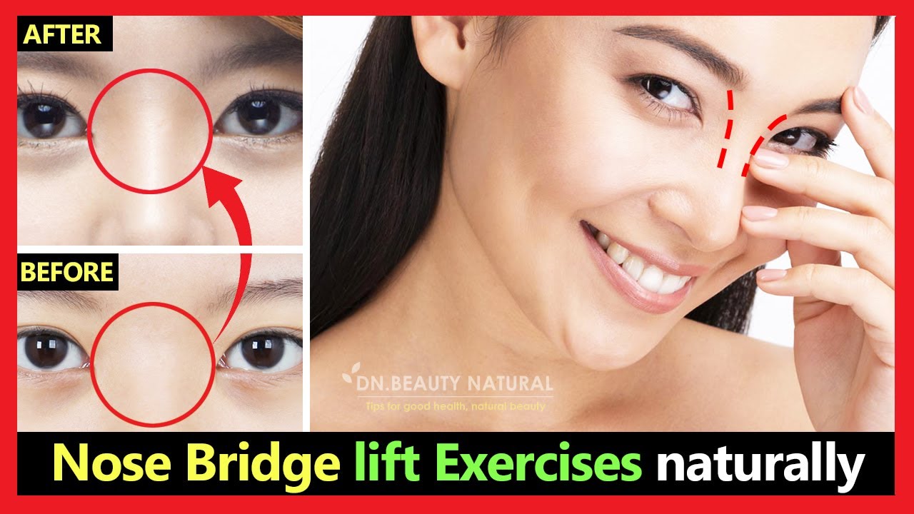 Only 3 minutes!! Nose bridge lift exercises & massage Naturally. (without Surgery)