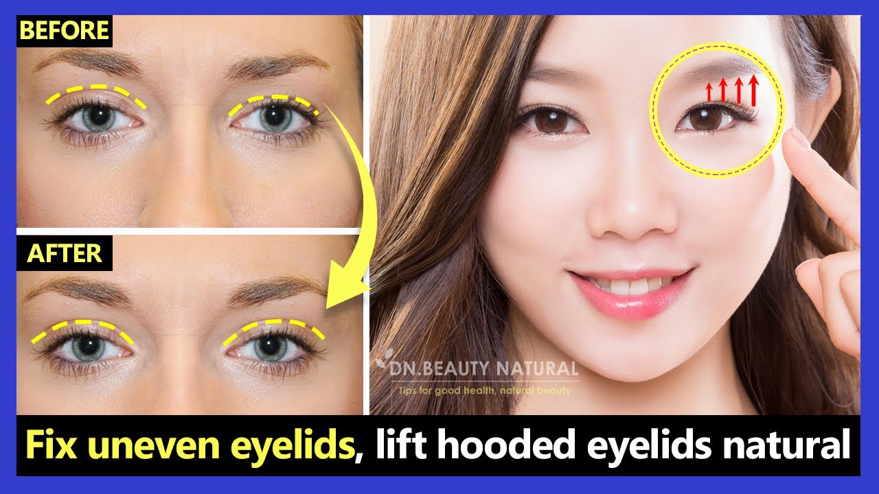 Only 2 mins!! How to Fix Uneven eyelids, Lift Droopy & Hooded eyelids naturally with Exercises.