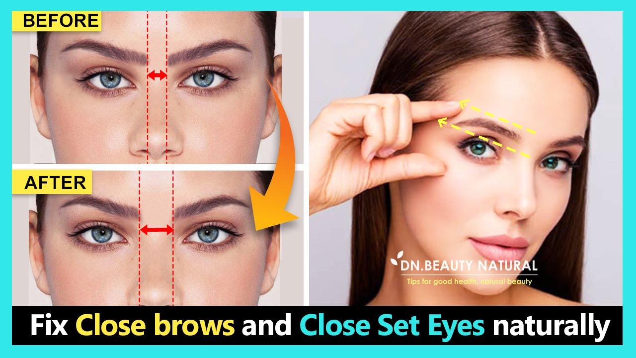How to fix Close brows and Close Set Eyes, increase the distance to balance the face | Face massage